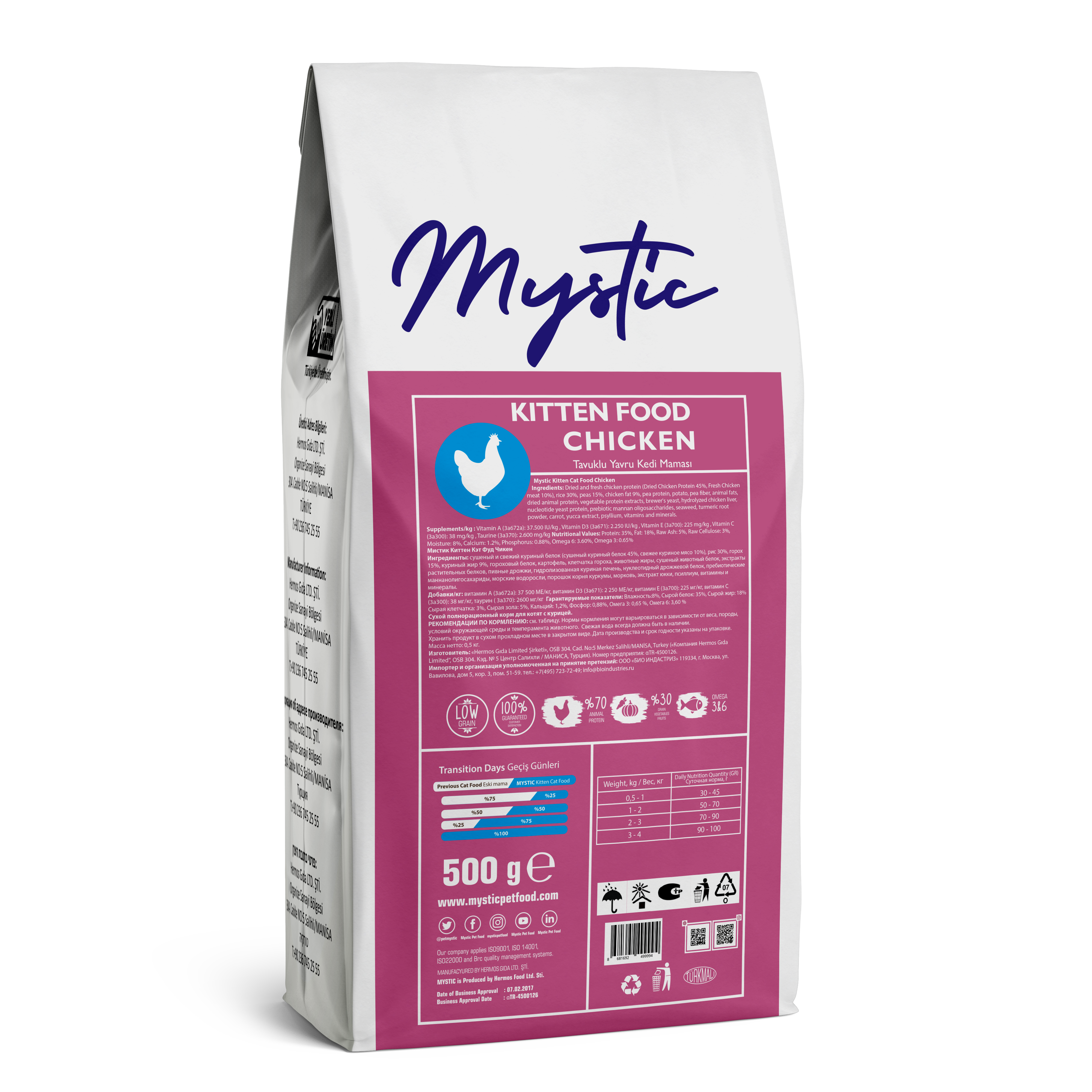 88133 Mystic kitten chicken 500 gr back(rusya)