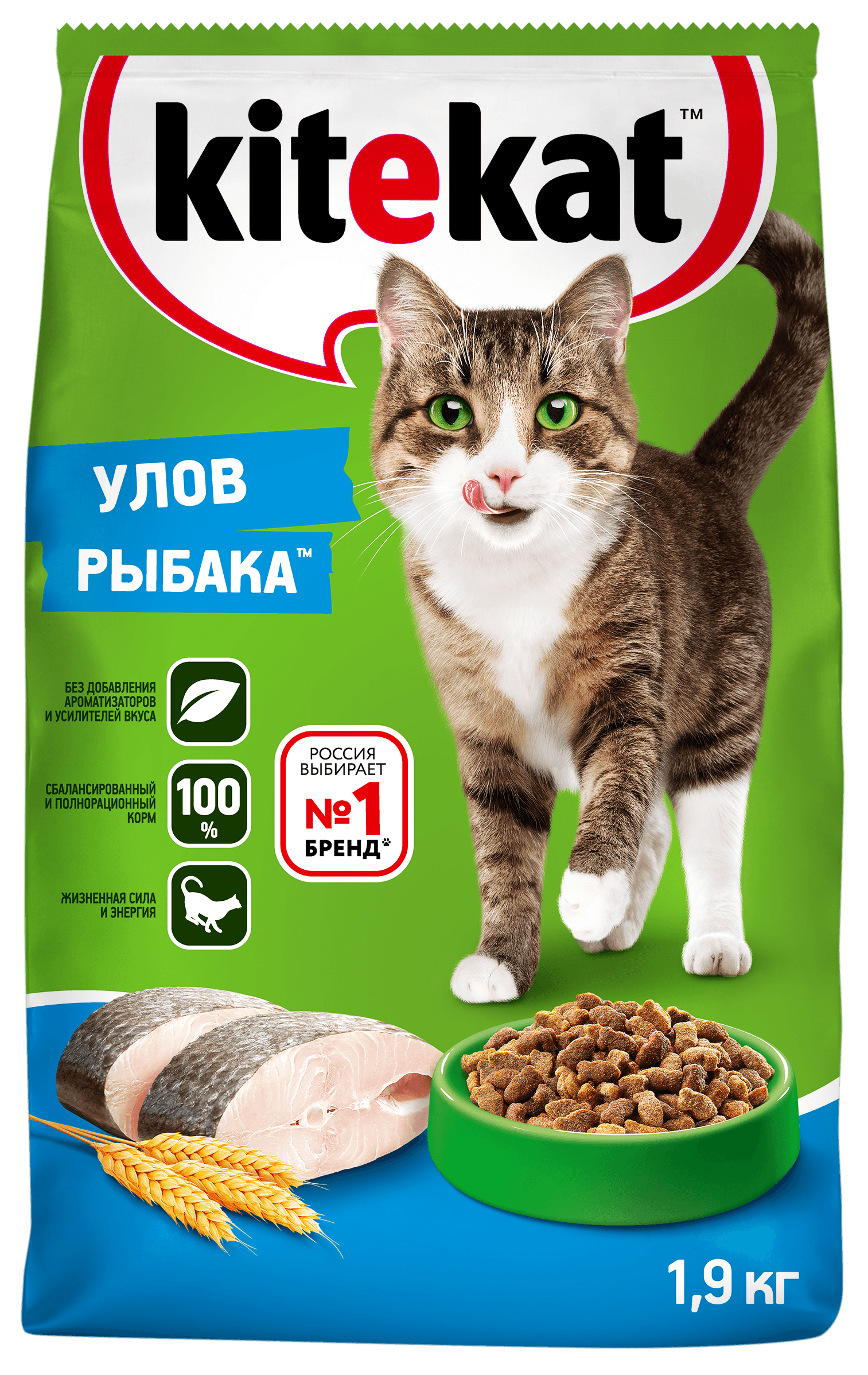 Kitekat корм для взрослых кошек, улов рыбака — купить по доступной цене с  доставкой