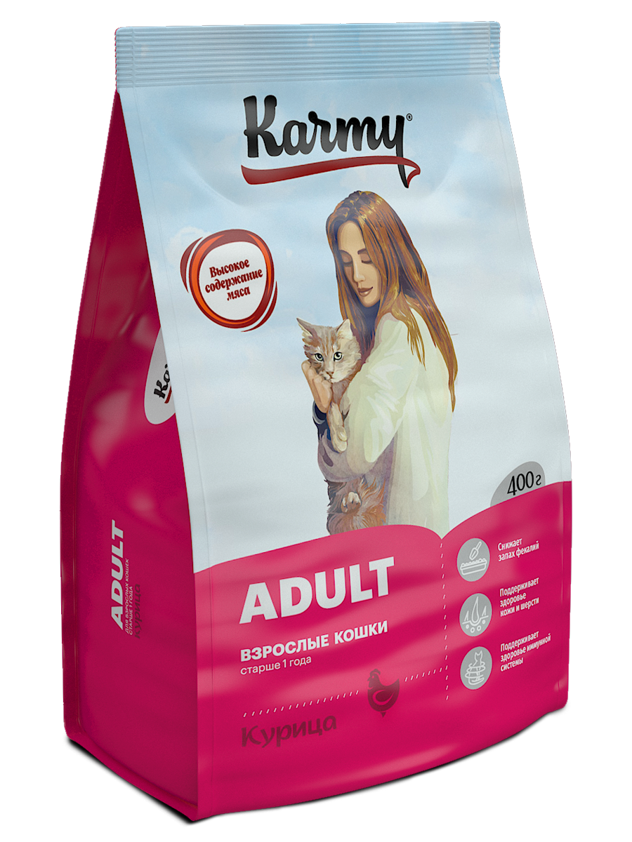 Karmy корм для взрослых кошек, курица (400 гр)