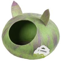Zoobaloo Домик-слипер для собак и кошек, круг с ушками, зеленый