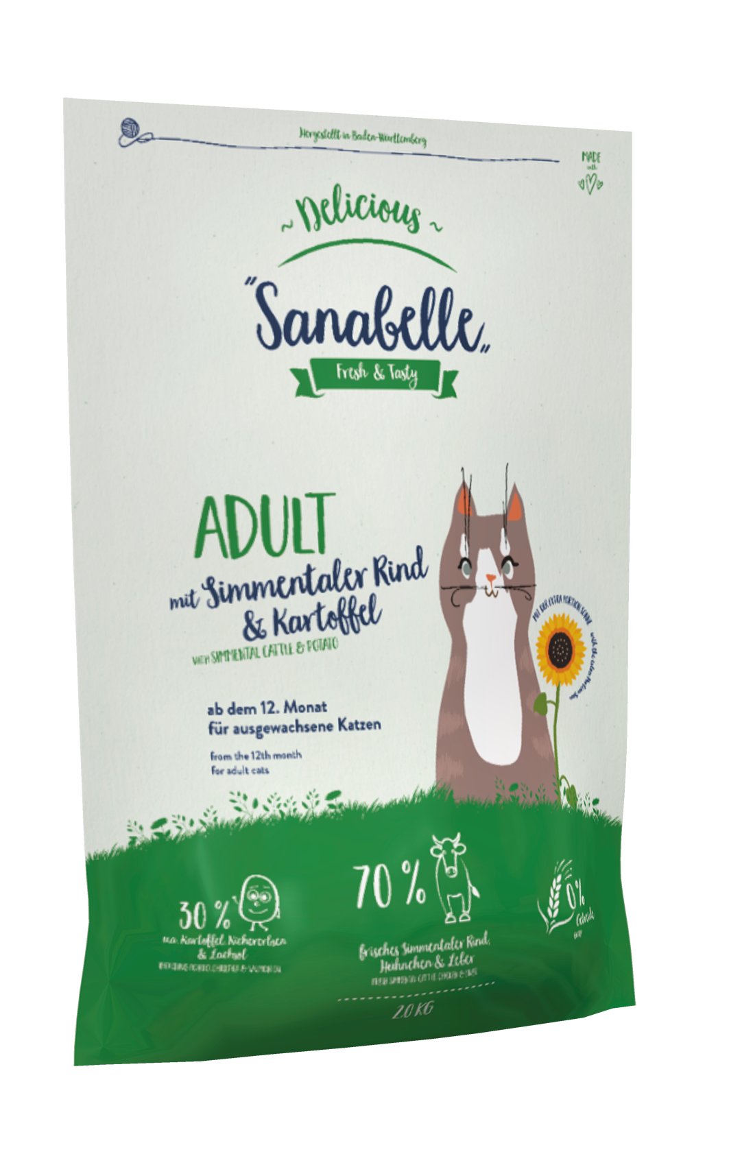 Bosch Sanabelle Delicious корм для взрослых кошек всех пород, деликатное пищеварение, мясо бычков и 