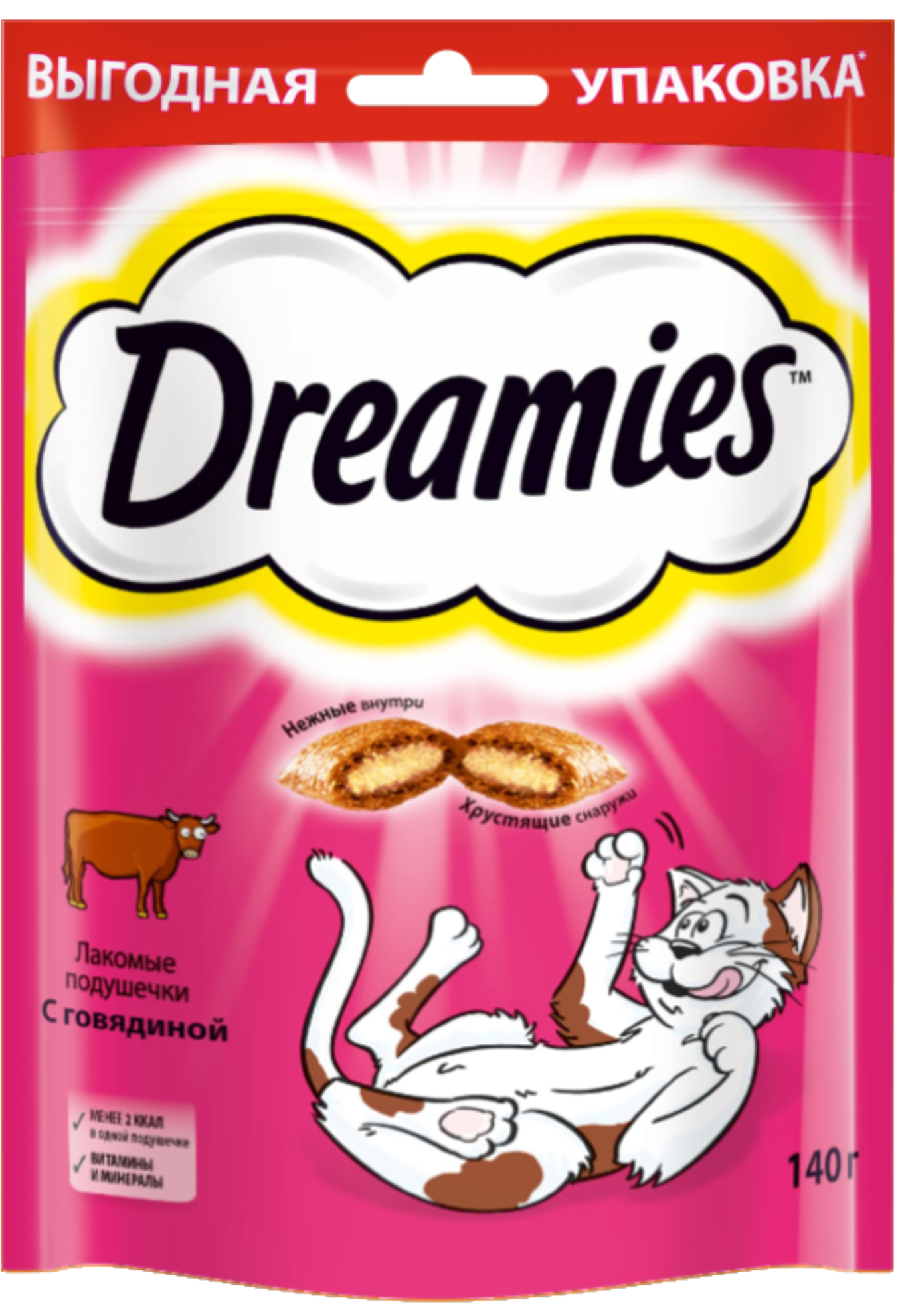 Dreamies лакомство для кошек, подушечки с говядиной (140 гр)