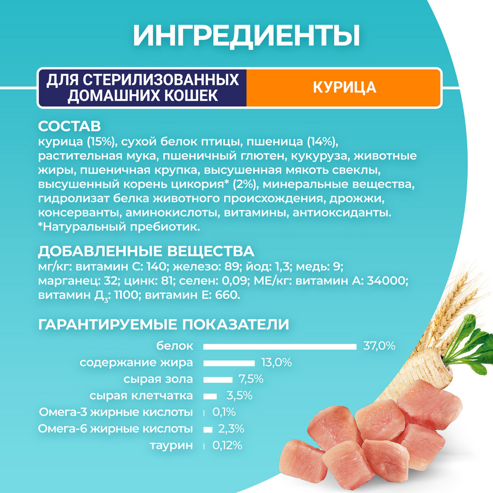 Purina One корм для взрослых стерилизованных кошек, курица — купить по  доступной цене с доставкой