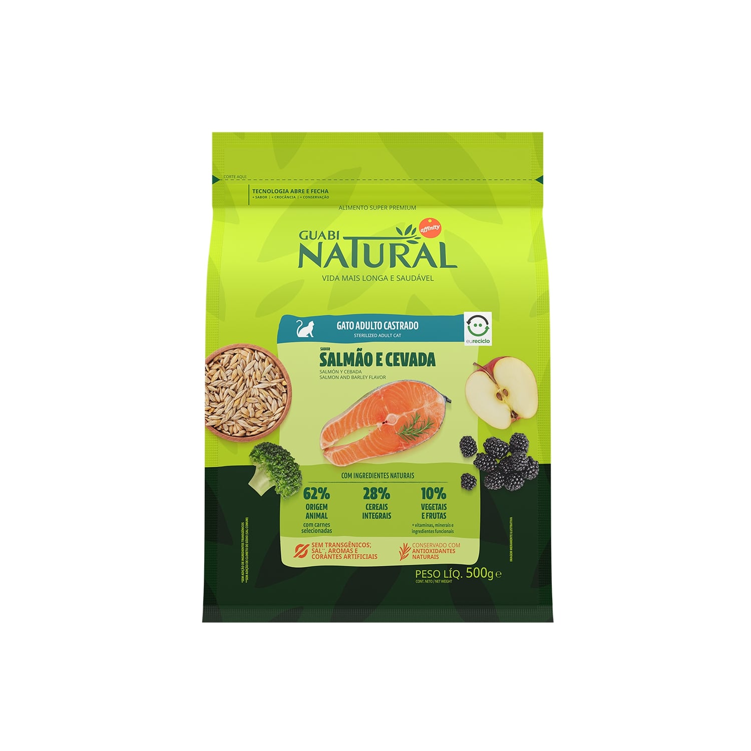 Guabi Natural корм для стерилизованных кошек, лосось и ячмень (500 гр)