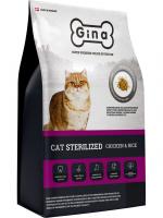 Gina корм для стерилизованных кошек, курица и рис