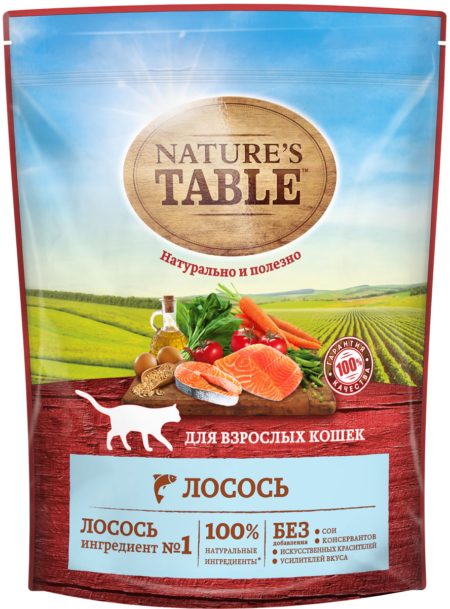 Nature`s Table корм для взрослых кошек всех пород, лосось (650 гр)