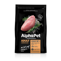 фронт Сухой корм AlphaPet для взр. собак мини с инд. и рисом 0,5 кг (1)