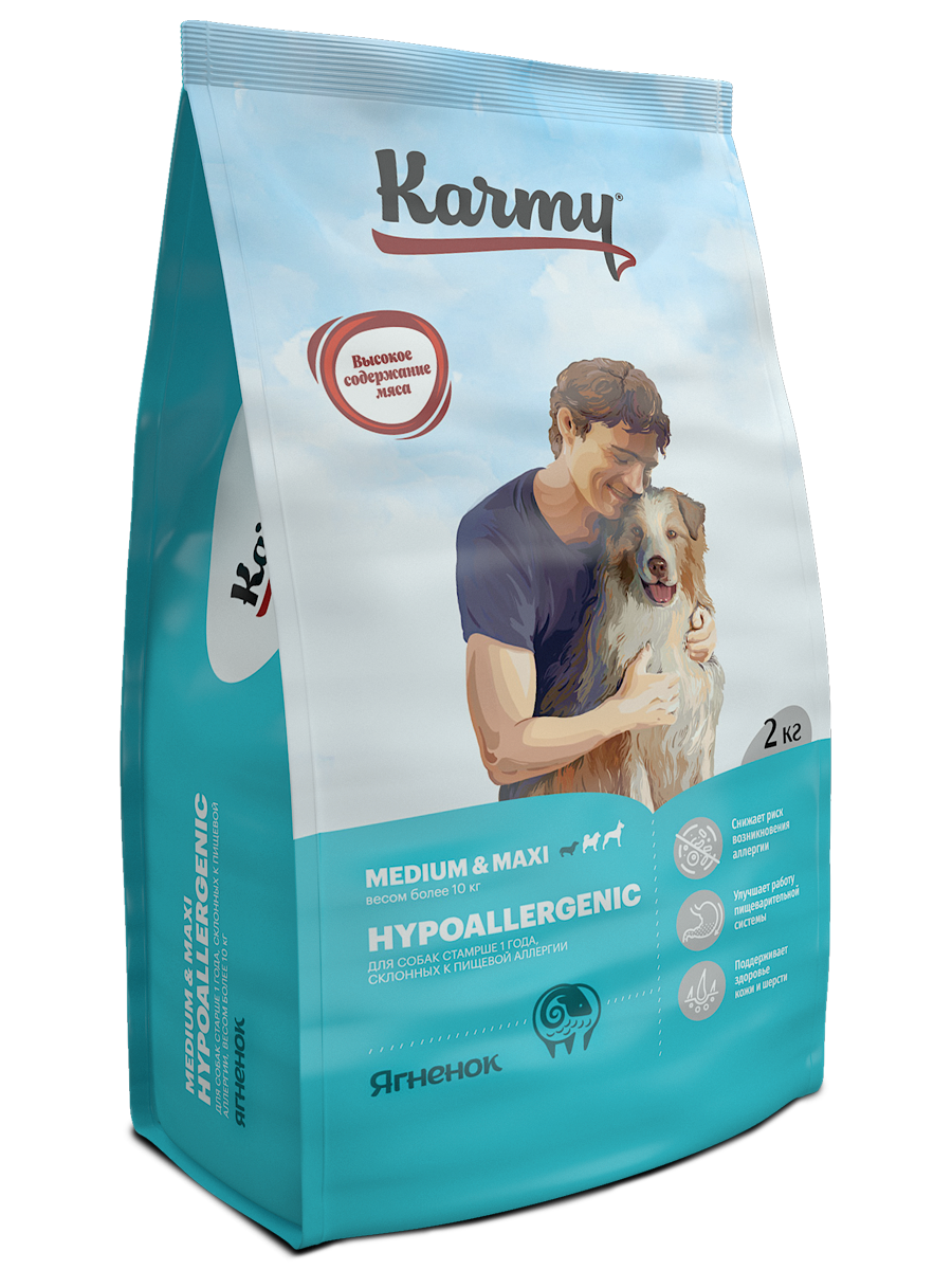 Karmy Hypoallergenic Medium & Maxi сухой гипоаллергенный корм для взрослых собак средних и крупных пород с ягненком - 14 кг (103668)