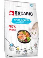 Ontario корм для кошек, для здоровья кожи и блеска шерсти, с лососем
