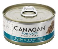 100.3.003 CANAGAN Полнорац. конс.корм дкошек ТУНЕЦ с МИДИЯМИ 75г (уп.128=96шт)  WM75