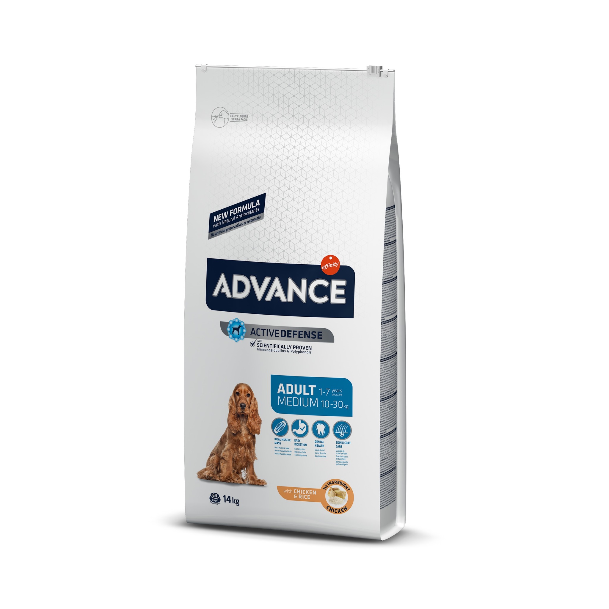 Advance корм для взрослых собак средних пород, курица и рис
