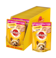 Pedigree влажный корм для взрослых собак миниатюрных пород, паштет из курицы (24шт в уп)