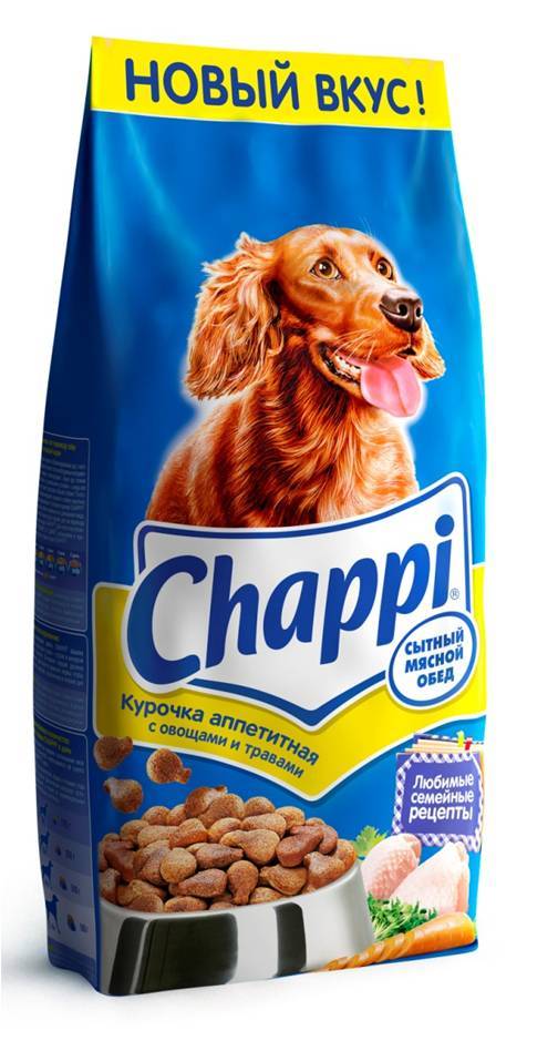 Chappi корм для взрослых собак всех пород, курица с овощами и травами