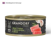 Grandorf Fresh влажный корм для кошек, филе тунца с филе краба в желе (6шт в уп)