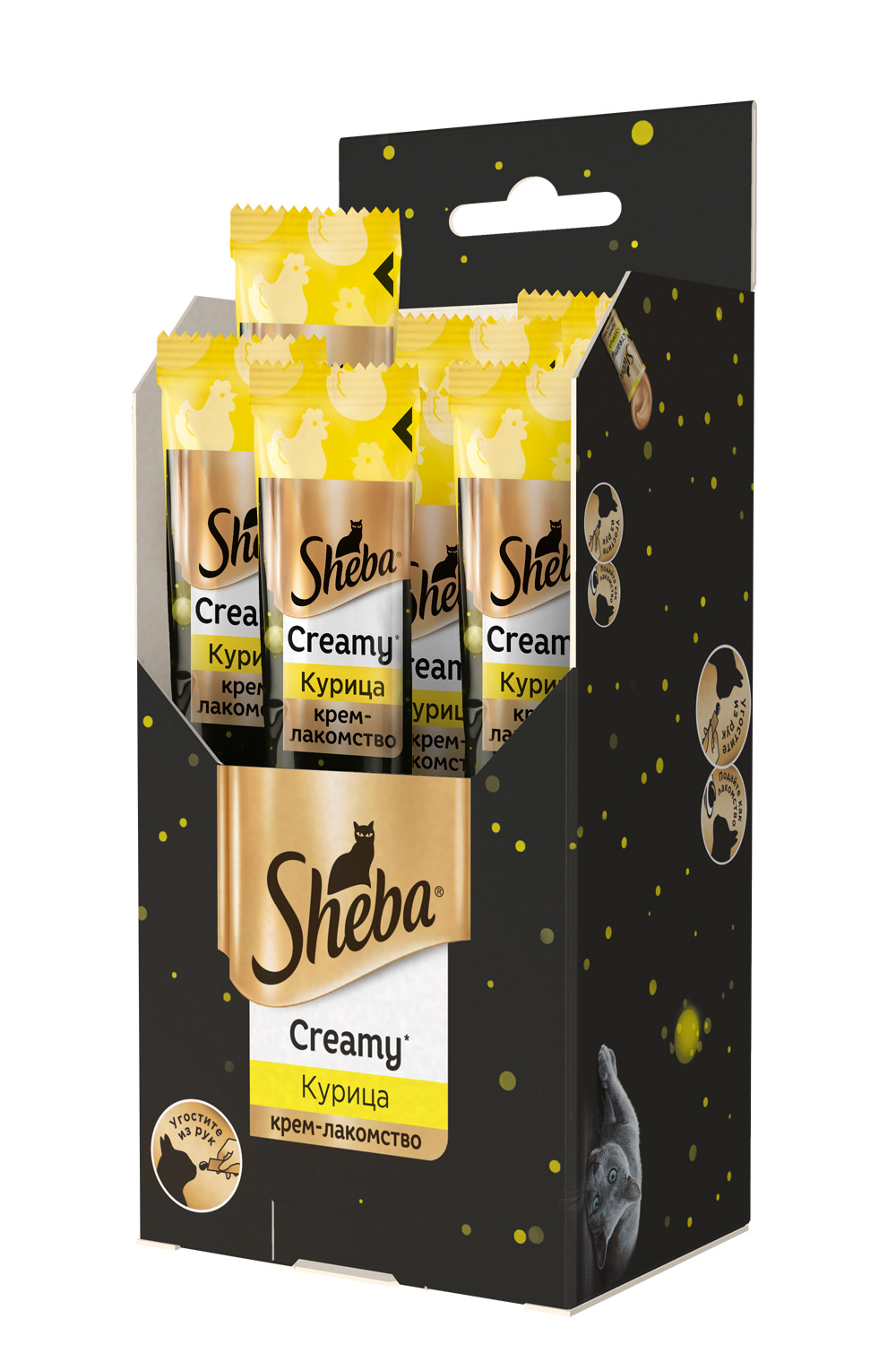 Sheba крем-лакомство для взрослых кошек всех пород, курица (21шт в уп) (12 гр)