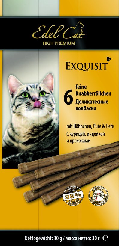 Edel Cat жевательные колбаски для кошек, курица, индейка