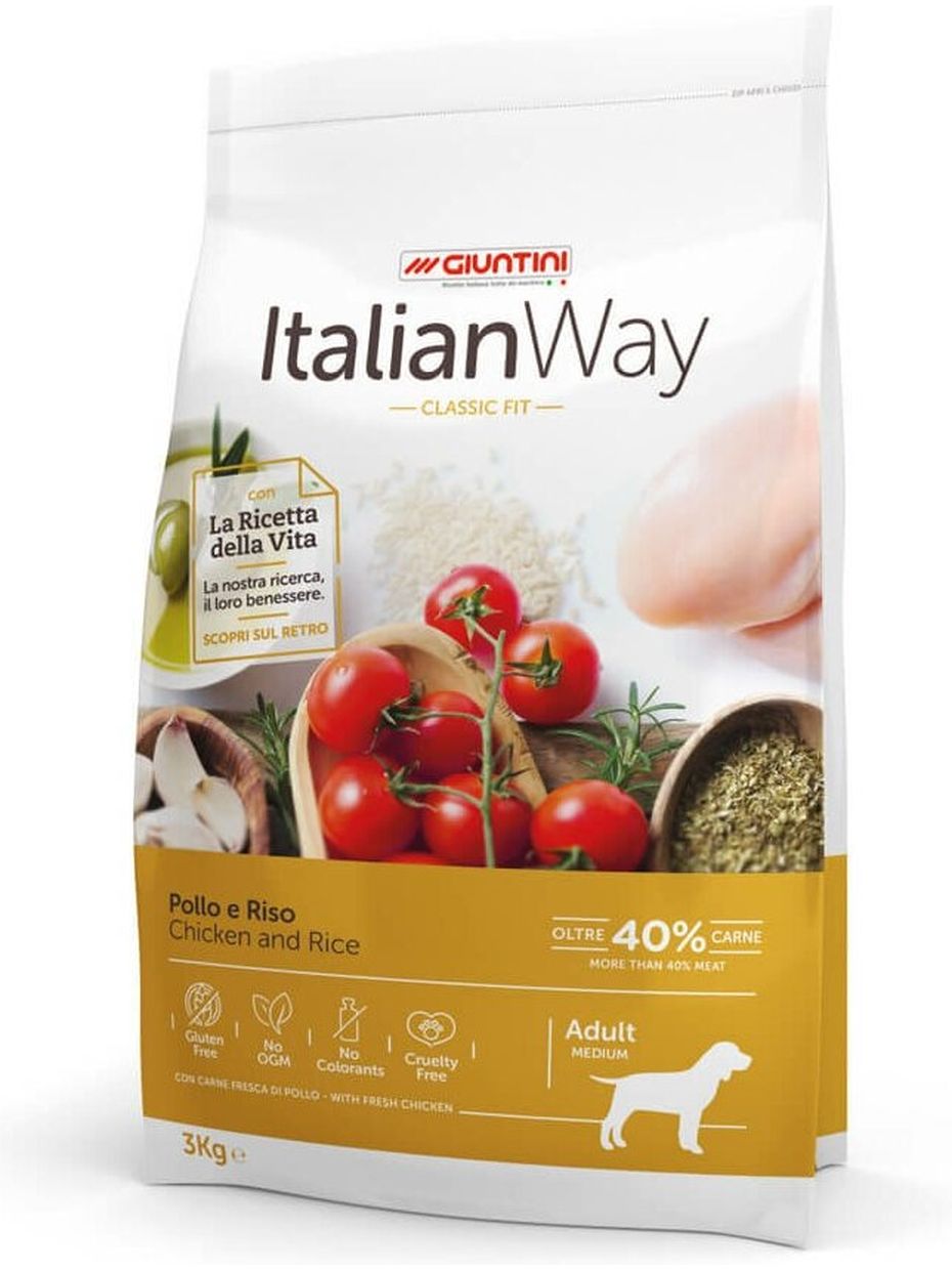 Italian Way корм для собак средних пород, курица с рисом (3 кг)