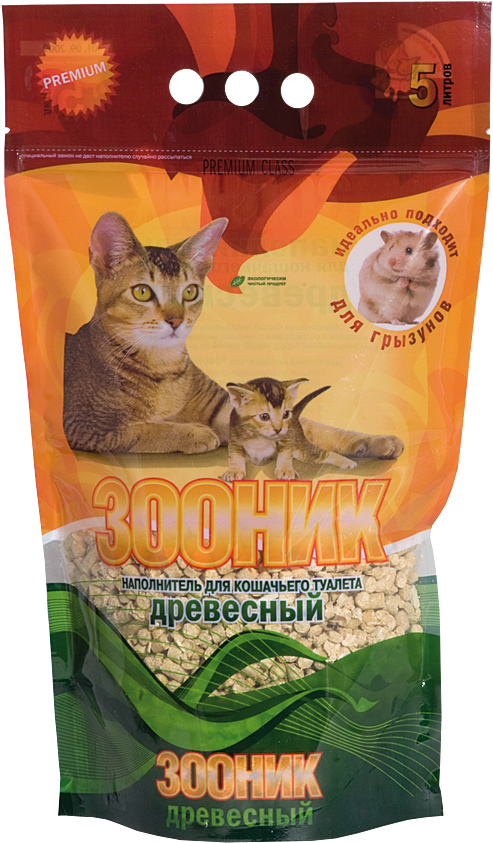 Зооник древесный наполнитель для кошачьих туалетов