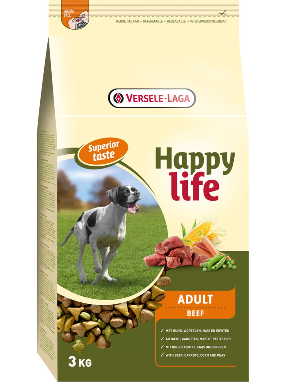 Happy Life корм для собак, говядина (3 кг)
