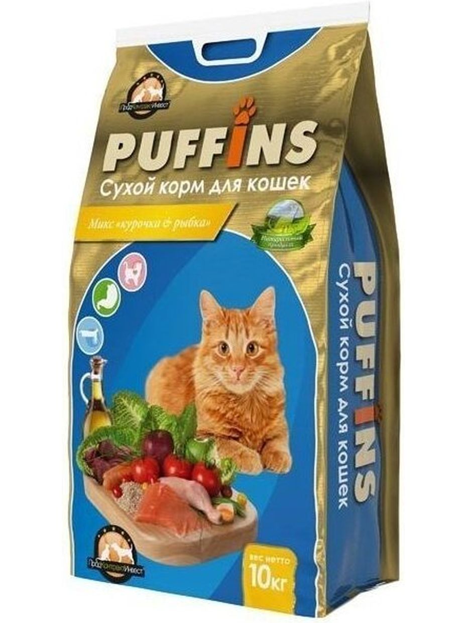 Puffins корм для кошек, Курочка и рыбка