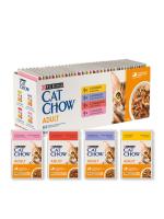 Cat Chow Adult мультипак для взрослых кошек 4 вкуса, курица, говядина, лосось, ягненок