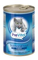 Prevital консервы для взрослых кошек всех пород, с лососем и форелью в соусе