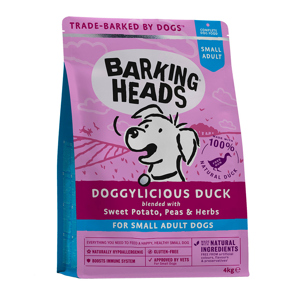 Barking Heads корм для взрослых собак малых пород, беззерновой,  утка с бататом 