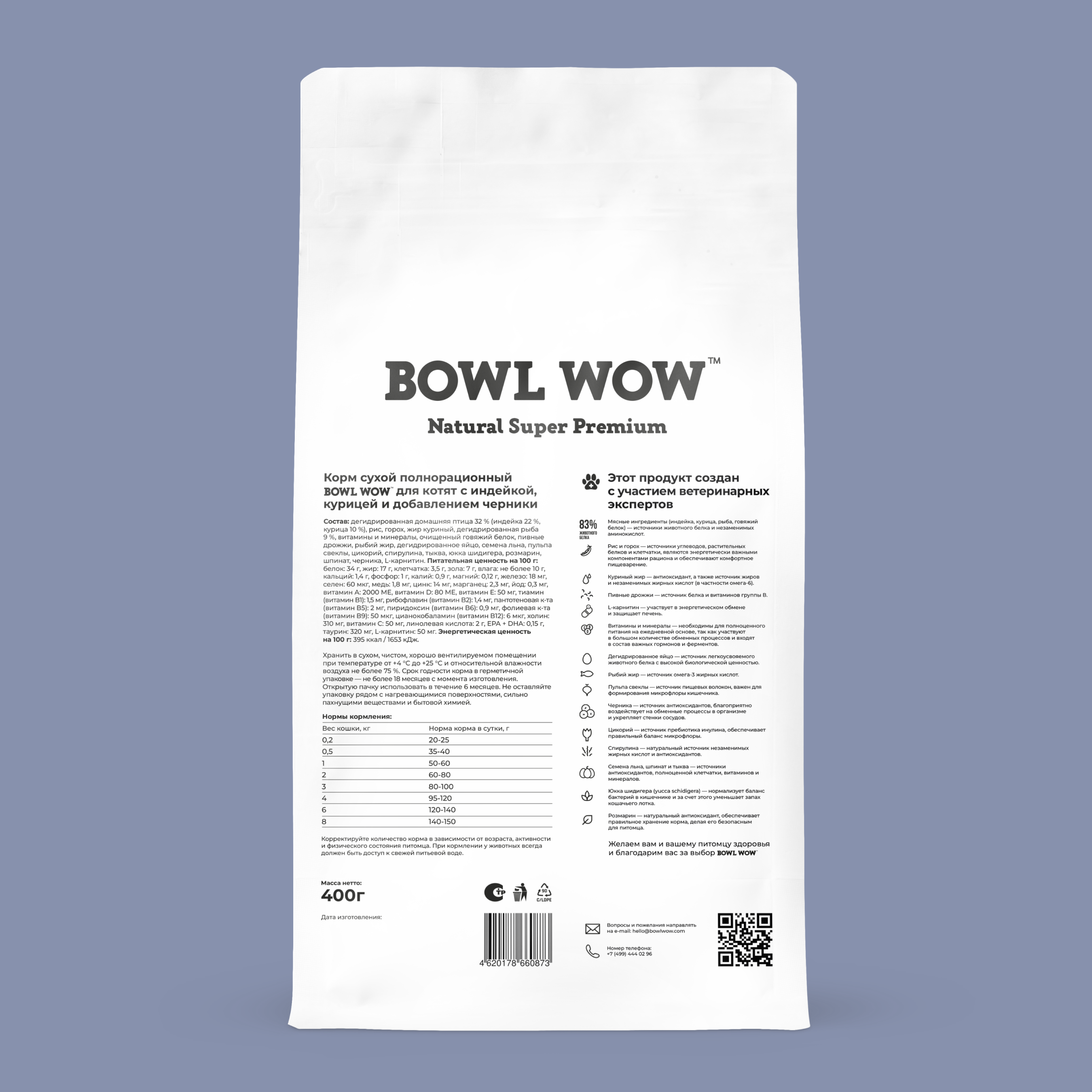 Bowl Wow корм для котят, с индейкой, курицей и добавлением черники — купить  по доступной цене с доставкой