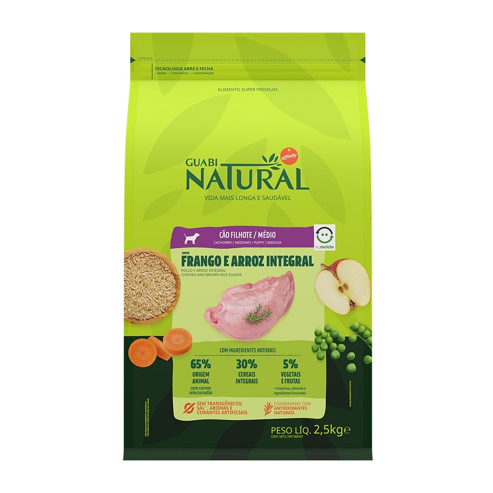Guabi Natural корм для щенков средних пород, цыпленок и коричневый рис (2,5 кг)