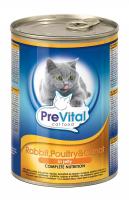 Prevital консервы для взрослых кошек всех пород, с кроликом и морковью в желе