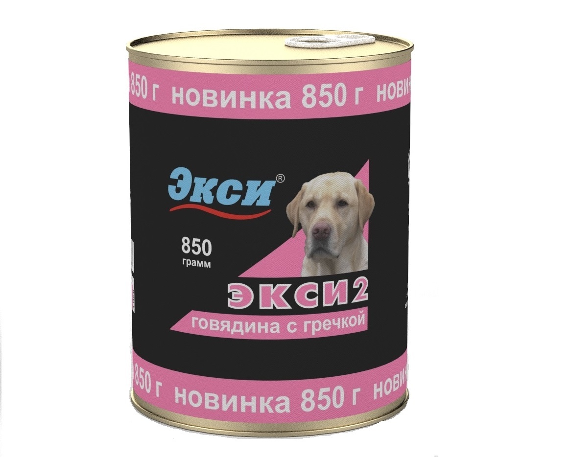 Экси консервы для взрослых собак всех пород, говядина с гречкой
