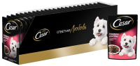 Cesar влажный корм для взрослых собак всех пород, c говядиной кроликом и шпинатом (28шт в уп)