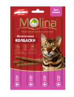 Молина Жевательные колбаски для кошек Курица и утка