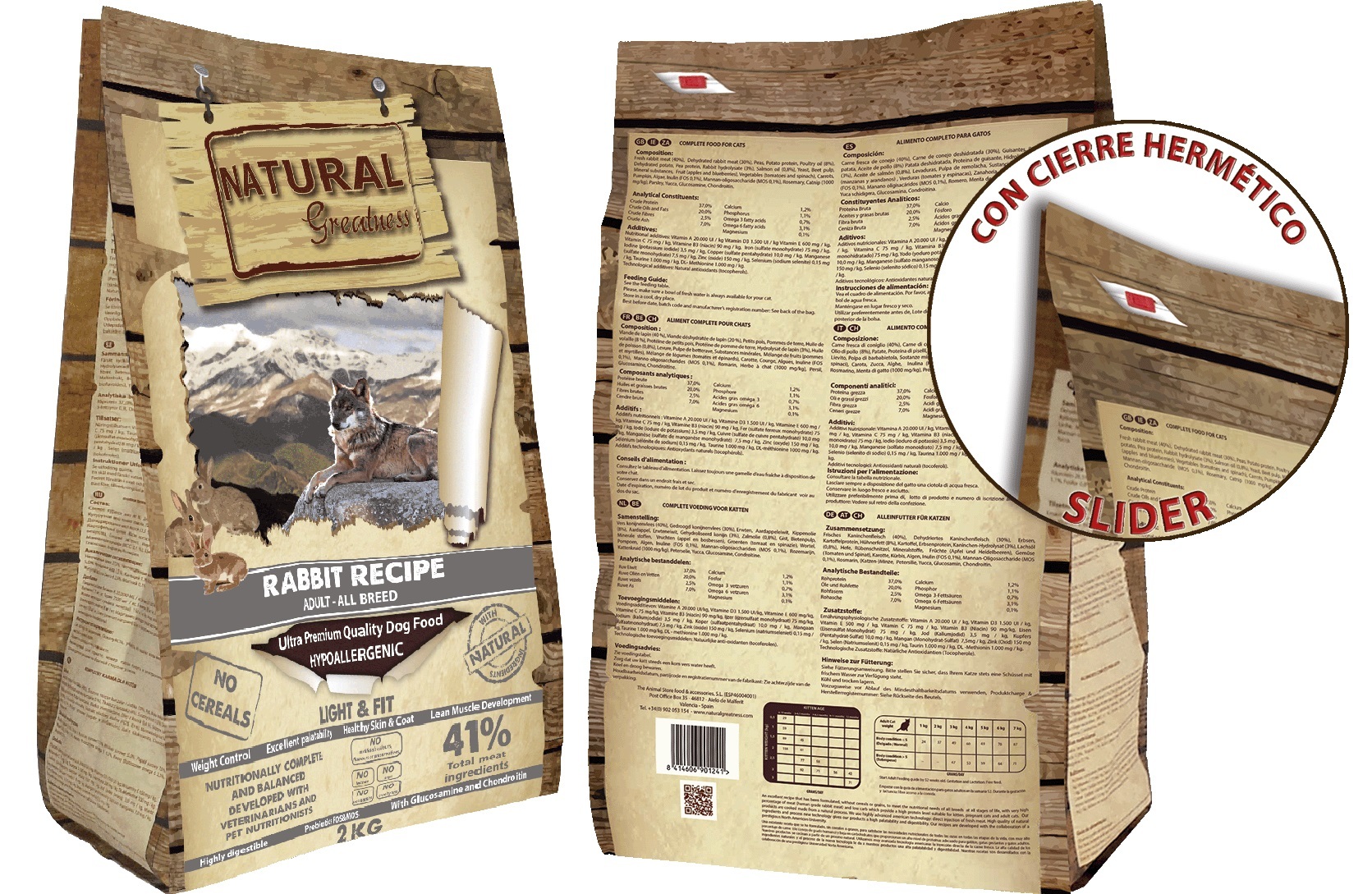 Natural Greatness гипоаллергенный корм для взрослых собак всех пород, контроль веса, кролик