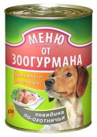 Зоогурман Меню консервы для взрослых собак всех пород, говядина по-охотничьи