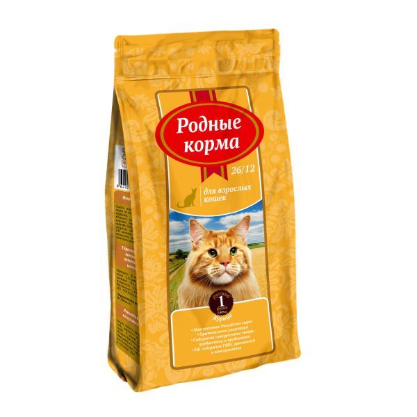 Родные Корма сухой корм для взрослых кошек всех пород, курица