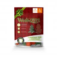 Whimzees лакомство для собак крупных пород, Новогодний Микс (елочки/ снеговики)