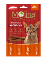 Молина Жевательные колбаски для кошек Оленина и гусь