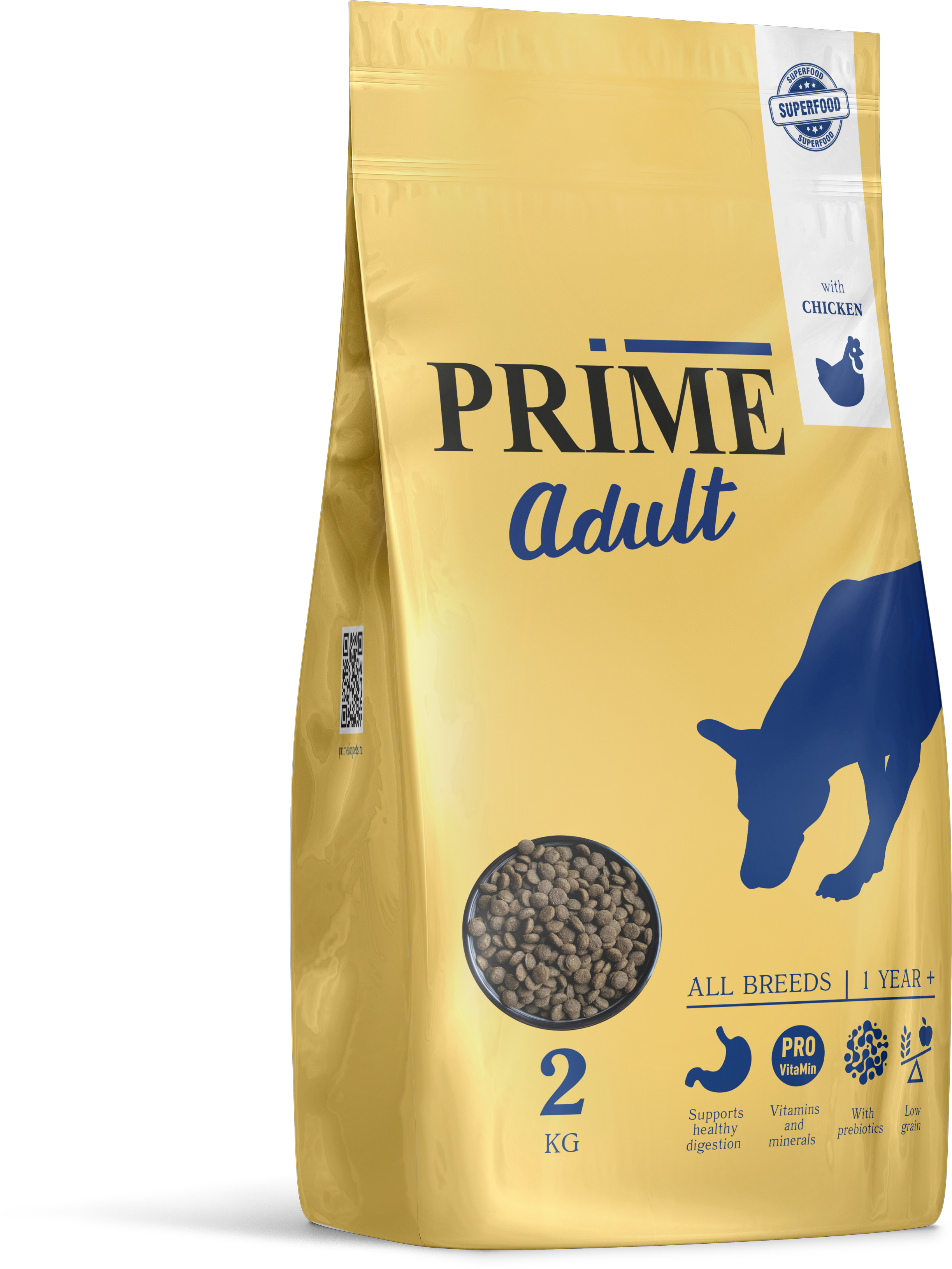 137.1.2576    PRIME ADULT курица 2кг дсобак ВСЕХ пород с 1г (уп5)