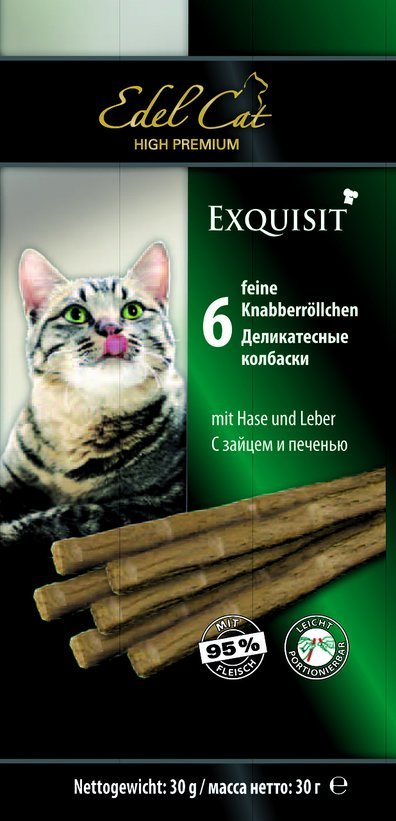 Edel Cat жевательные колбаски для кошек, заяц, печень