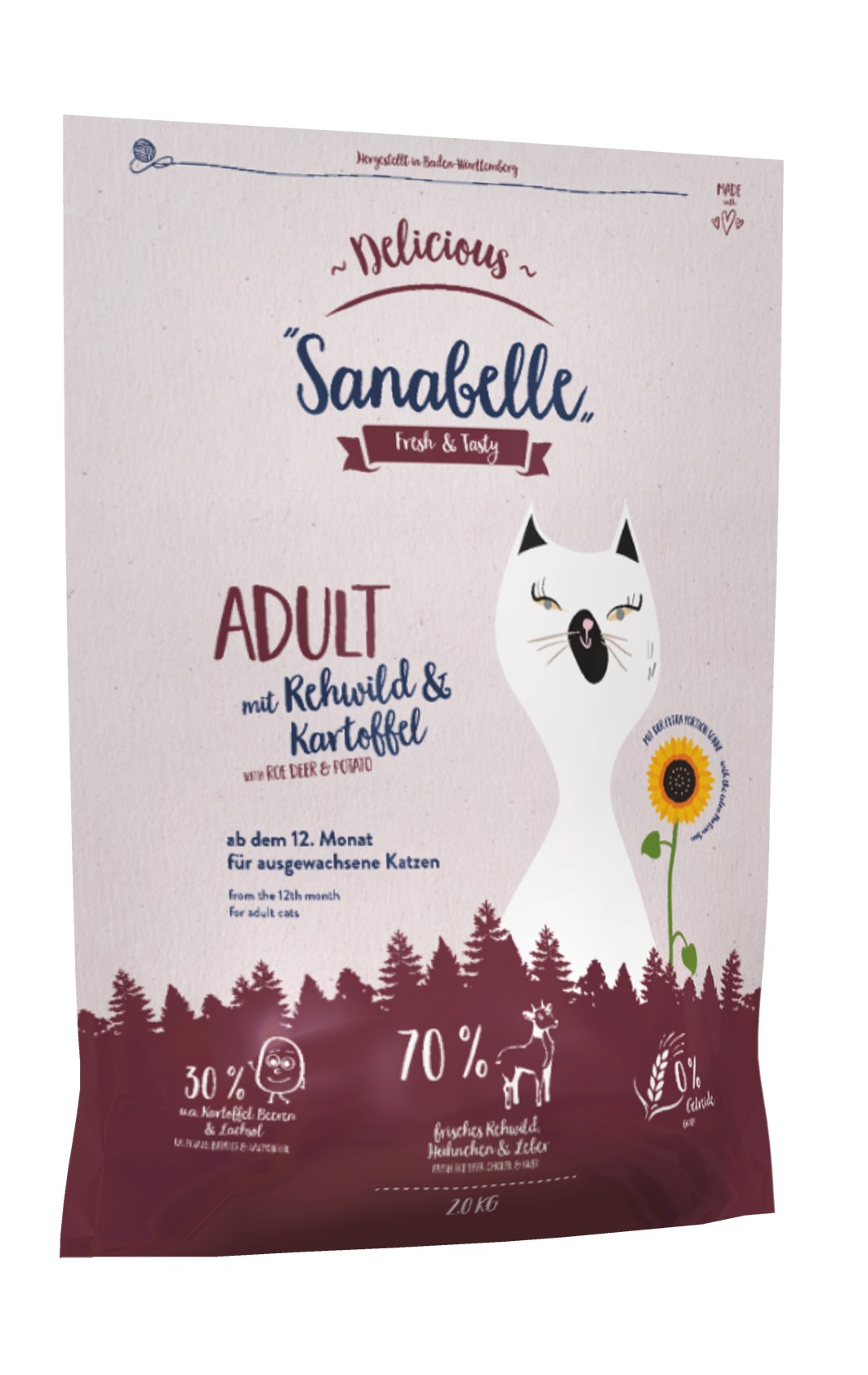 Bosch Sanabelle Delicious корм для взрослых кошек всех пород, деликатное пищеварение, косуля и карто