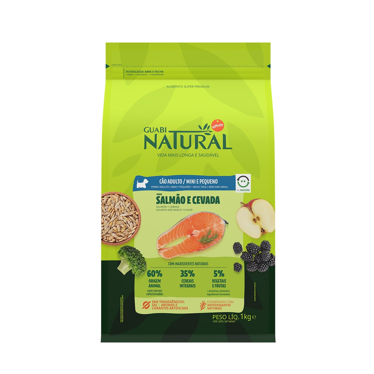Guabi Natural корм для собак малых пород, лосось и ячмень (1 кг)