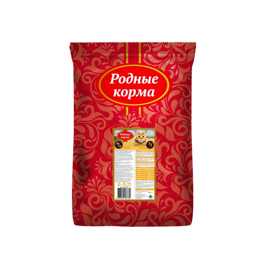 Родные Корма сухой корм для взрослых кошек всех пород, курица
