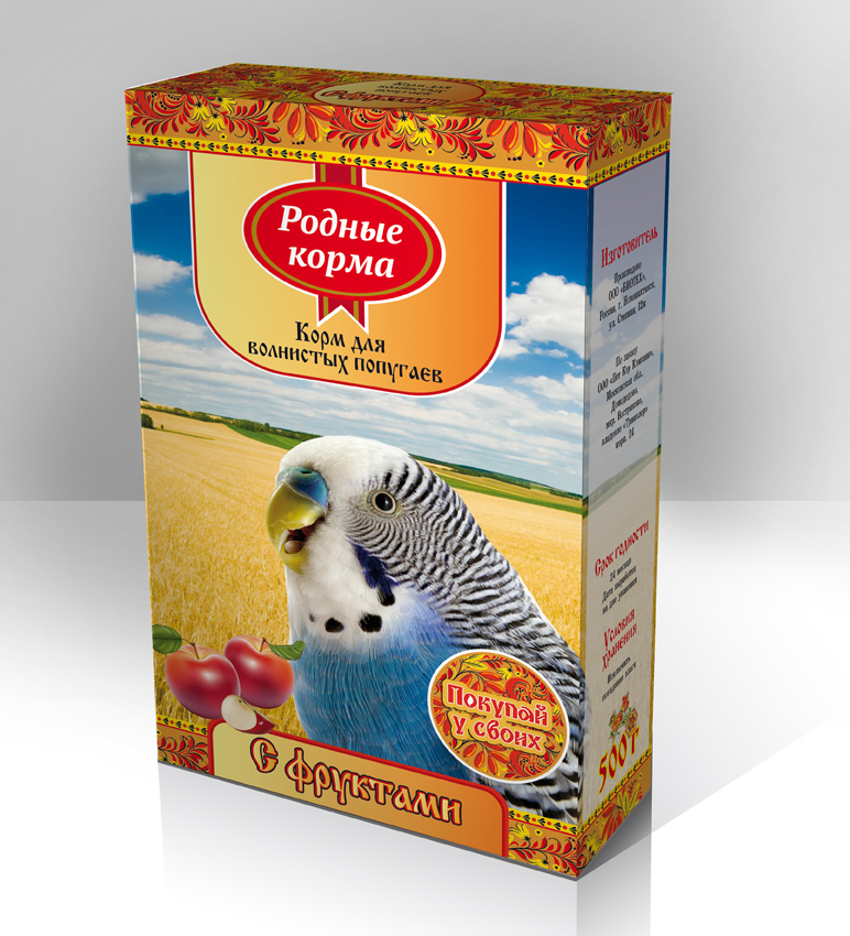 Родные Корма Корм для волнистых попугаев  с фруктами