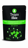 Терра Пес для щенков с курицей и говяжьей печенью в соусе, 100 г