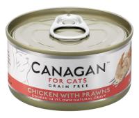 100.3.008 CANAGAN Полнорац. конс.корм дкошек ЦЫПЛЕНОК с КРЕВЕТКАМИ 75г (уп.128=96шт)  WN75