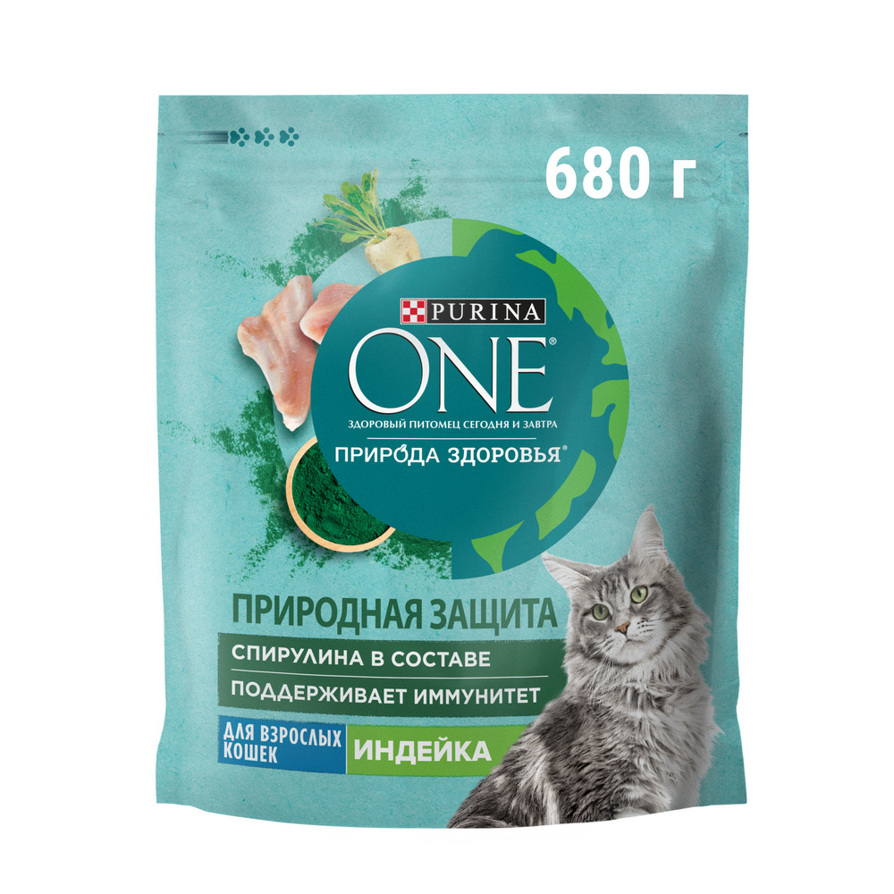 Purina One Природа Здоровья корм для взрослых кошек, со спирулиной, с  высоким содержанием индейки — купить по доступной цене с доставкой