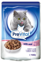 Prevital консервы для взрослых кошек всех пород, с телятиной в соусе