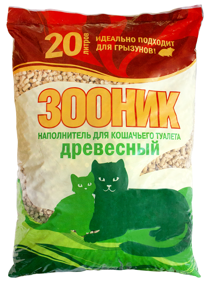 Зооник древесный наполнитель для кошачьих туалетов