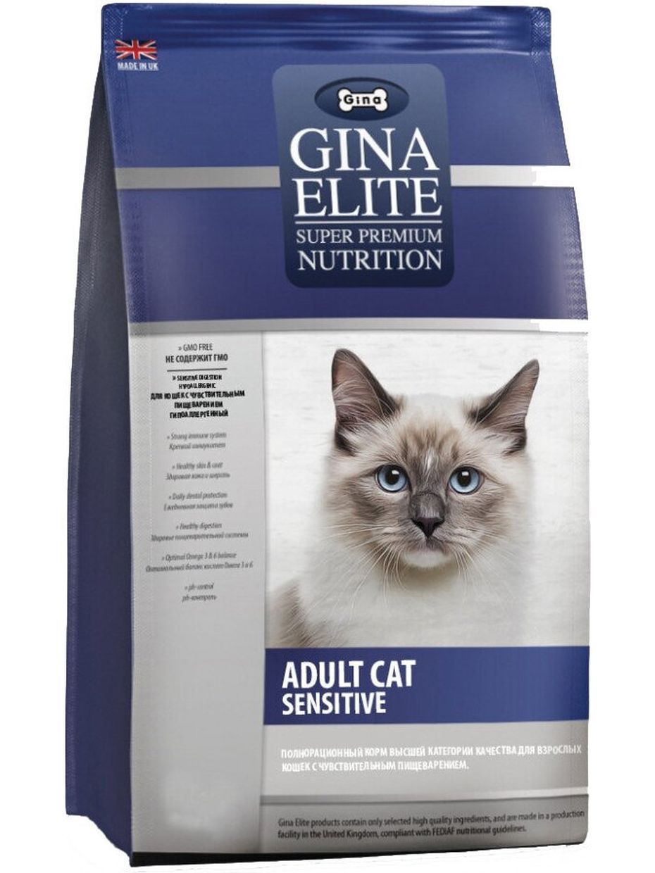 Gina Elite корм для кошек, с чувствительным пищеварением, с индейкой (3 кг)